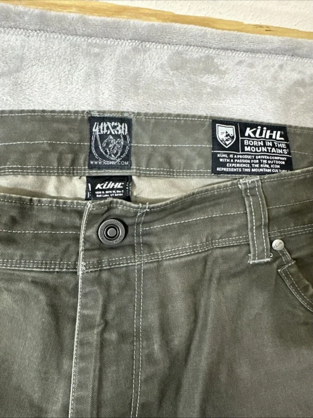 Kuhl rydr pants mens 40x30 gray canvas hiking workwear rugged outdoor